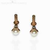 Hooped with Cream Faux Pearl - Earrings